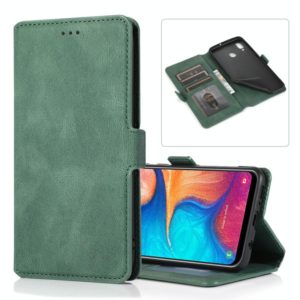 For Samsung Galaxy A20 & A30 Retro Magnetic Closing Clasp Horizontal Flip Leather Case with Holder & Card Slots & Photo Frame & Wallet(Dark Green) (OEM)