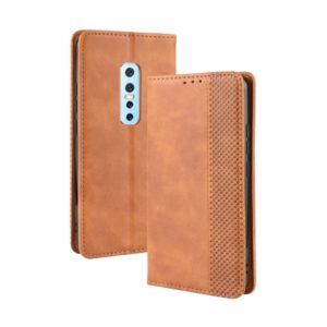 For Vivo V17 Pro Magnetic Buckle Retro Crazy Horse Texture Horizontal Flip Leather Case with Holder & Card Slots & Photo Frame(Brown) (OEM)