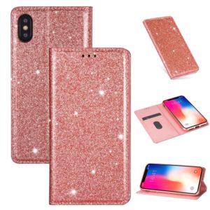 For iPhone XS Max Ultrathin Glitter Magnetic Horizontal Flip Leather Case with Holder & Card Slots(Rose Gold) (OEM)
