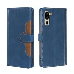 For Sharp Simple Sumaho 5 Skin Feel Straw Hat Magnetic Buckle Leather Phone Case(Blue) (OEM)