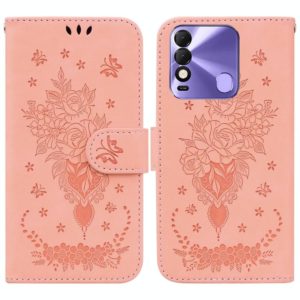 For Tecno Spark 8 / Spark 8T Butterfly Rose Embossed Leather Phone Case(Pink) (OEM)