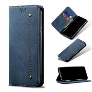 For Google Pixel 6 Pro Denim Texture Casual Style Leather Phone Case with Holder & Card Slots & Wallet(Blue) (OEM)
