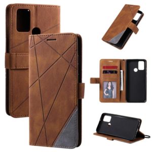 For Huawei Honor 9A Skin Feel Splicing Horizontal Flip Leather Case with Holder & Card Slots & Wallet & Photo Frame(Brown) (OEM)