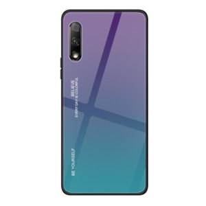 For Huawei Honor 9X Gradient Color Glass Case(Purple) (OEM)