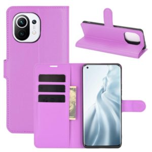 For Xiaomi Mi 11 Litchi Texture Horizontal Flip Protective Case with Holder & Card Slots & Wallet(Purple) (OEM)