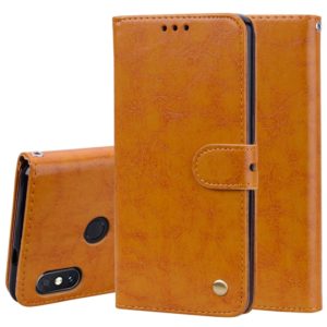 Business Style Oil Wax Texture Horizontal Flip Leather Case for Xiaomi Redmi Note 5 Pro, with Holder & Card Slots & Wallet (Brown) (OEM)