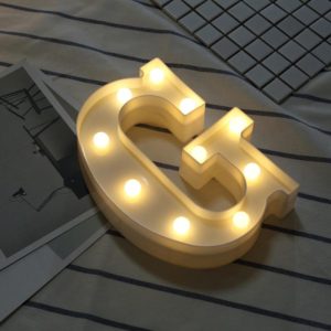 Alphabet G English Letter Shape Decorative Light, Dry Battery Powered Warm White Standing Hanging LED Holiday Light (OEM)
