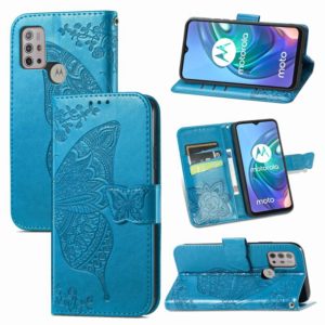 For Motorola Moto G30 / G10 Butterfly Love Flower Embossed Horizontal Flip Leather Case with Bracket & Card Slot & Wallet & Lanyard(Blue) (OEM)
