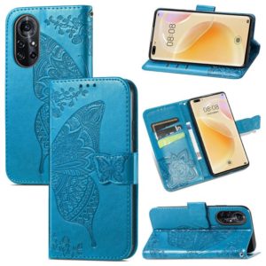 For Huawei Nova 8 Pro Butterfly Love Flower Embossed Horizontal Flip Leather Case with Bracket & Card Slot & Wallet & Lanyard(Blue) (OEM)