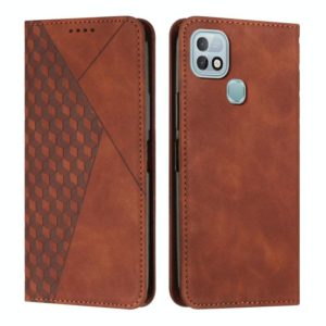 For Infinix Hot 10i Diamond Splicing Skin Feel Magnetic Leather Phone Case(Brown) (OEM)