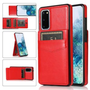 For Samsung Galaxy S20 Solid Color PC + TPU Protective Case with Holder & Card Slots(Red) (OEM)