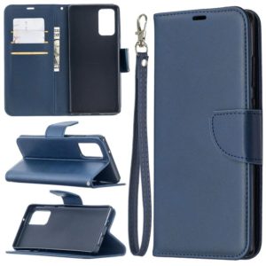 For Samsung Galaxy Note 20 Retro Lambskin Texture Pure Color Horizontal Flip PU Leather Case, with Holder & Card Slots & Wallet & Lanyard(Blue) (OEM)