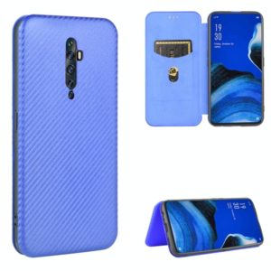 For OPPO Reno2 Z / F Carbon Fiber Texture Horizontal Flip TPU + PC + PU Leather Case with Card Slot(Blue) (OEM)