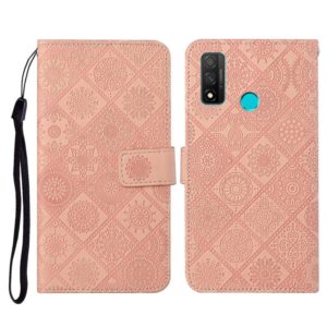 For Huawei P smart 2020 Ethnic Style Embossed Pattern Horizontal Flip Leather Case with Holder & Card Slots & Wallet & Lanyard(Pink) (OEM)