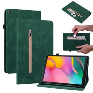 For Samsung Galaxy Tab A 10.1 2019 T510 Skin Feel Solid Color Zipper Leather Tablet Case(Green) (OEM)