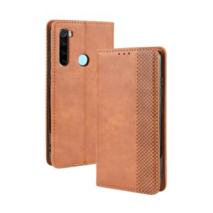 For Xiaomi Redmi Note 8 Magnetic Buckle Retro Crazy Horse Texture Horizontal Flip Leather Case , with Holder & Card Slots & Photo Frame(Brown) (OEM)