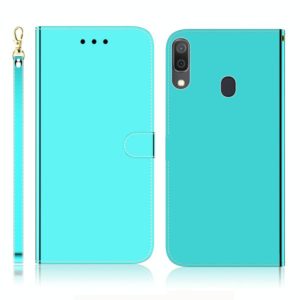 For Galaxy A20 / A30 Imitated Mirror Surface Horizontal Flip Leather Case with Holder & Card Slots & Wallet & Lanyard(Mint Green) (OEM)