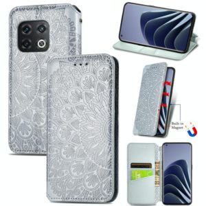 For OnePlus 10 Pro Blooming Mandala Embossed Magnetic Leather Phone Case(Gray) (OEM)