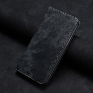 For Motorola Moto G50 RFID Anti-theft Brush Magnetic Leather Phone Case(Black) (OEM)