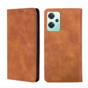 For OnePlus Nord CE 2 Lite 5G Skin Feel Magnetic Horizontal Flip Leather Phone Case(Light Brown) (OEM)