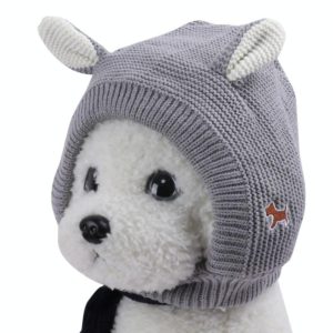 Autumn And Winter Warm Knitted Rabbit Ears Pet Hat(Grey) (OEM)