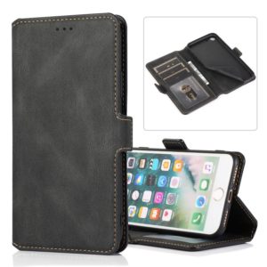 For iPhone SE 2022 / SE 2020 / 8 / 7 Retro Magnetic Closing Clasp Horizontal Flip Leather Case with Holder & Card Slots & Photo Frame & Wallet(Black) (OEM)