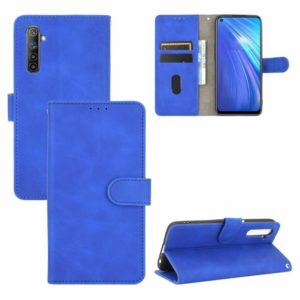 For OPPO Realme 6 Solid Color Skin Feel Magnetic Buckle Horizontal Flip Calf Texture PU Leather Case with Holder & Card Slots & Wallet(Blue) (OEM)