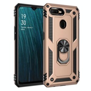 For OPPO A5s Shockproof TPU + PC Protective Case with 360 Degree Rotating Holder(Gold) (OEM)