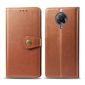 For Xiaomi Redmi K30 Pro Retro Solid Color Leather Buckle Phone Case with Lanyard & Photo Frame & Card Slot & Wallet & Stand Function(Brown) (OEM)