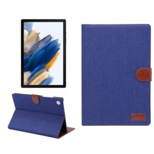 For Samsung Galaxy Tab A8 10.5 2021 X200 / X205 Denim Cloth Leather Smart Tablet Case(Dark Blue) (OEM)