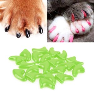 20 PCS Silicone Soft Cat Nail Caps / Cat Paw Claw / Pet Nail Protector/Cat Nail Cover, Size:S(Green) (OEM)