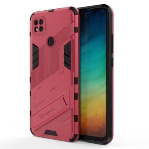 For Xiaomi Redmi 9C Punk Armor 2 in 1 PC + TPU Shockproof Case with Invisible Holder(Light Red) (OEM)