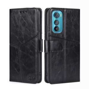 For Motorola Edge 30 Geometric Stitching Horizontal Flip Leather Phone Case(Black) (OEM)