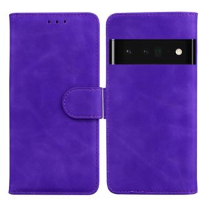 For Google Pixel 6 Pro Skin Feel Pure Color Flip Leather Phone Case(Purple) (OEM)