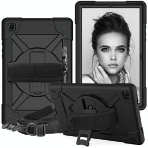 For Samsung Galaxy Tab A7 10.4 (2020) T500/T505 Contrast Color Robot Shockproof Silicone + PC Protective Case with Holder(Black) (OEM)