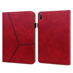 For Huawei MatePad 10.8 (2021) Solid Color Embossed Striped Leather Case(Red) (OEM)