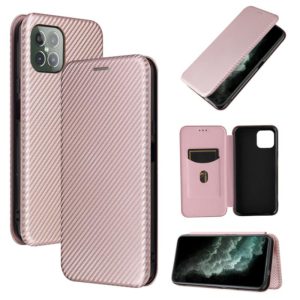 For Cubot C30 Carbon Fiber Texture Horizontal Flip TPU + PC + PU Leather Case with Card Slot(Pink) (OEM)