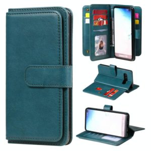 For Samsung Galaxy S10 Multifunctional Magnetic Copper Buckle Horizontal Flip Solid Color Leather Case with 10 Card Slots & Wallet & Holder & Photo Frame(Dark Green) (OEM)