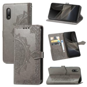 For Sony Xperia Ace II Mandala Flower Embossed Horizontal Flip Leather Case with Bracket / Card Slot / Wallet / Lanyard(Gray) (OEM)