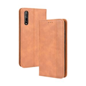 For Huawei P Smart S/Y8p/Enjoy 10S Magnetic Buckle Retro Crazy Horse Texture Horizontal Flip Leather Case , with Holder & Card Slots & Photo Frame(Brown) (OEM)