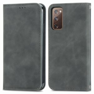 Retro Skin Feel Business Magnetic Horizontal Flip Leather Case With Holder & Card Slots & Wallet & Photo Frame For Samsung Galaxy S20 FE(Grey) (OEM)