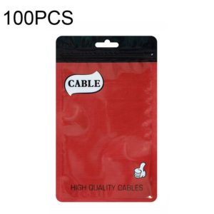 100 PCS Thumb Type Data Cable Packaging Bag Thickened Plastic Ziplock Bag 11 x 18cm(Red) (OEM)