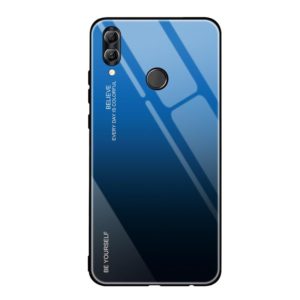 For Huawei Honor 10 Lite Gradient Color Glass Case(Blue) (OEM)