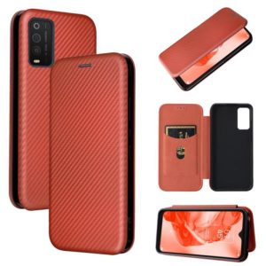 For TCL 205 Carbon Fiber Texture Horizontal Flip Leather Phone Case(Brown) (OEM)