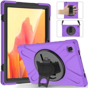 For Samsung Galaxy Tab A7 10.4 2020 T500 / T505 Shockproof Colorful Silicone + PC Protective Case with Holder & Shoulder Strap & Hand Strap & Screen Protector(Purple) (OEM)