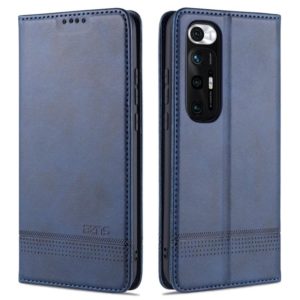 For Xiaomi Mi 10S AZNS Magnetic Calf Texture Horizontal Flip Leather Case with Card Slots & Holder & Wallet(Dark Blue) (AZNS) (OEM)