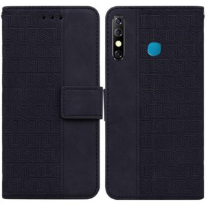 For Tecno Camon 12 / Spark 4 Geometric Embossed Leather Phone Case(Black) (OEM)