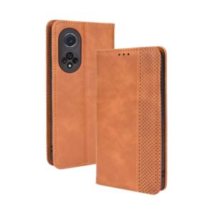 For Huawei nova 9 Pro / Honor 50 Pro Magnetic Buckle Retro Crazy Horse Texture Horizontal Flip Phone Leather Case with Holder & Card Slots & Photo Frame(Brown) (OEM)