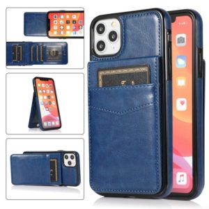 For iPhone 11 Solid Color PC + TPU Protective Case with Holder & Card Slots (Blue) (OEM)