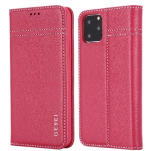 For iPhone 11 Pro GEBEI Top-grain Leather Horizontal Flip Protective Case with Holder & Card Slots(Rose Red) (GEBEI) (OEM)